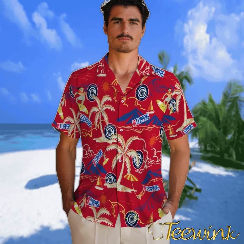 Palm Tree Island Los Angeles Clippers Hawaiian Shirt image 2 Palm Tree Island Los Angeles Clippers Hawaiian Shirt image 2