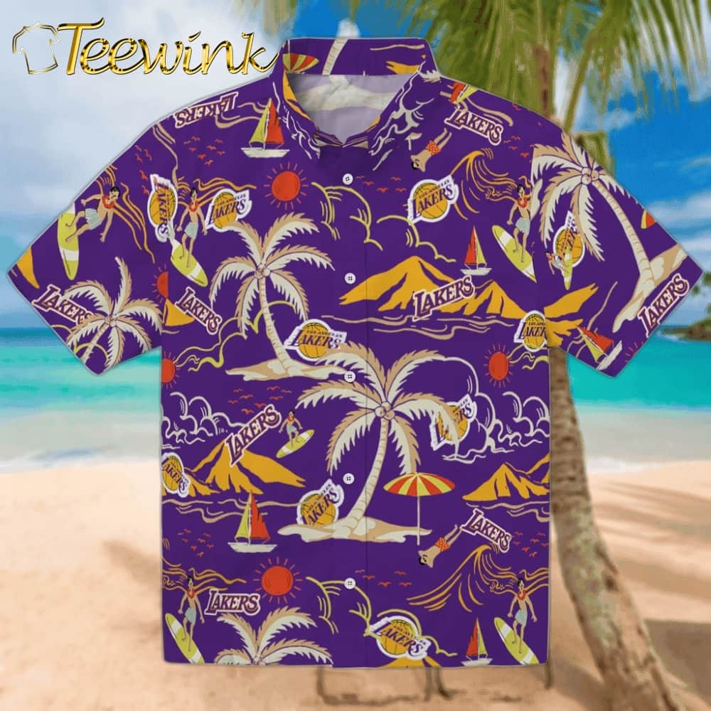 Palm Tree Island Los Angeles Lakers Hawaiian Shirt