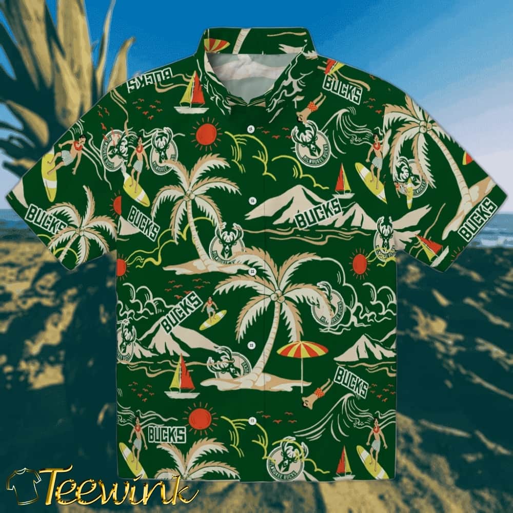 Palm Tree Island Milwaukee Bucks Hawaiian Shirt