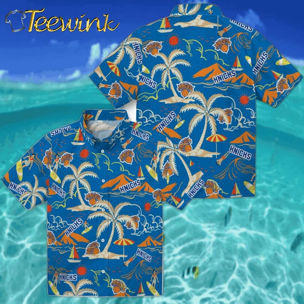Palm Tree Island New York Knicks Hawaiian Shirt image 3 Palm Tree Island New York Knicks Hawaiian Shirt image 3