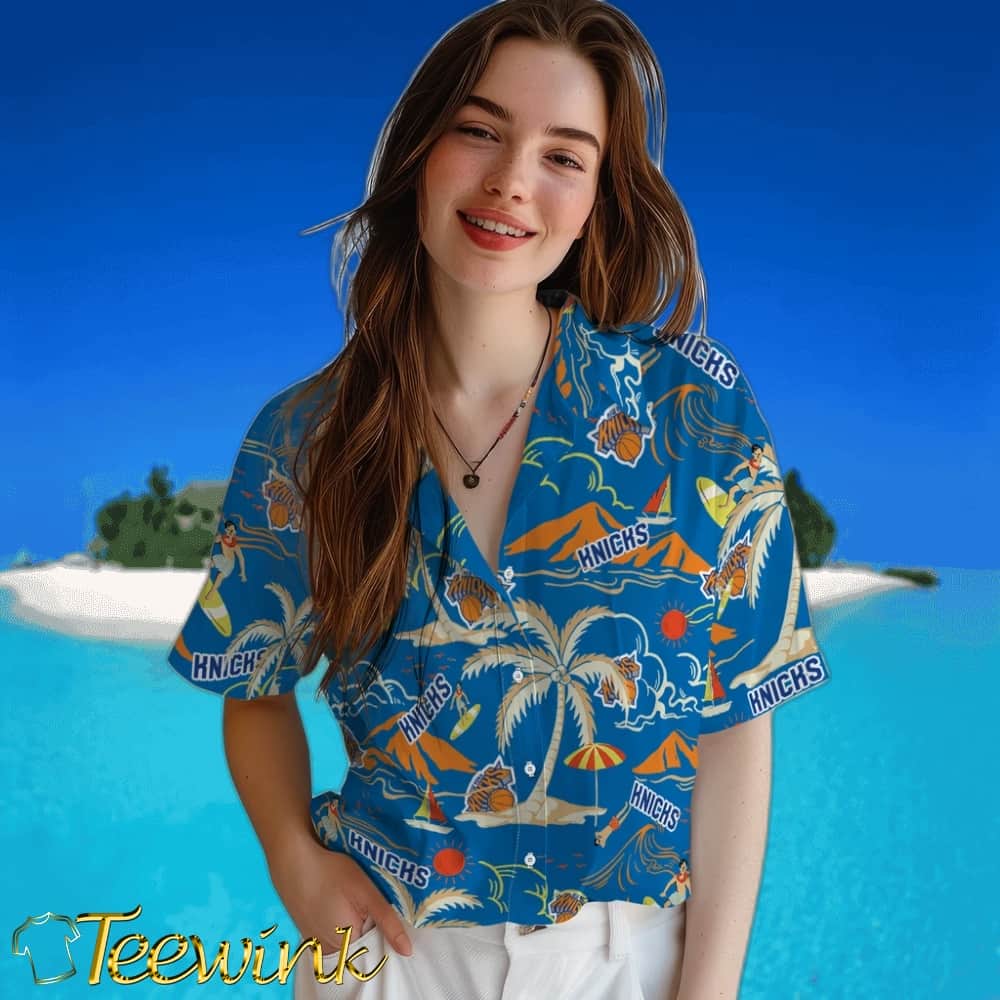 Palm Tree Island New York Knicks Hawaiian Shirt image 4 Palm Tree Island New York Knicks Hawaiian Shirt image 4