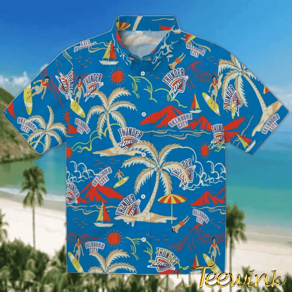 Palm Tree Island Oklahoma City Thunder Hawaiian Shirt