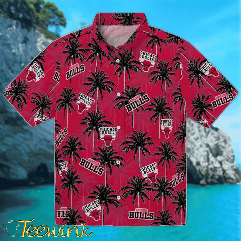 Palm Tree Motif Chicago Bulls Hawaiian Shirt