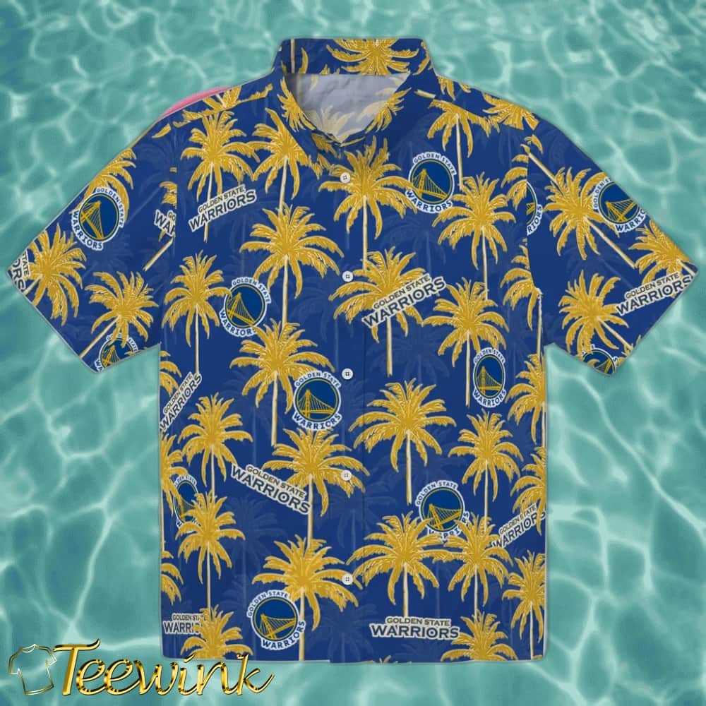 Palm Tree Motif Golden State Warriors Hawaiian Shirt