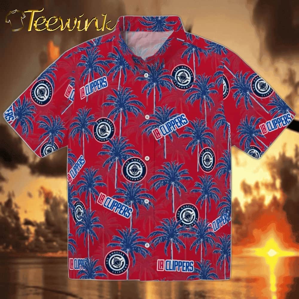 Palm Tree Motif Los Angeles Clippers Hawaiian Shirt