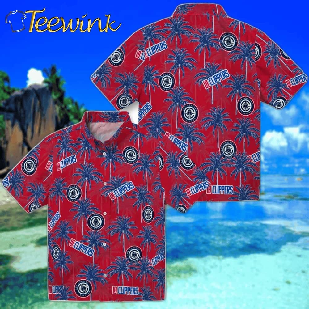 Palm Tree Motif Los Angeles Clippers Hawaiian Shirt image 3 Palm Tree Motif Los Angeles Clippers Hawaiian Shirt image 3