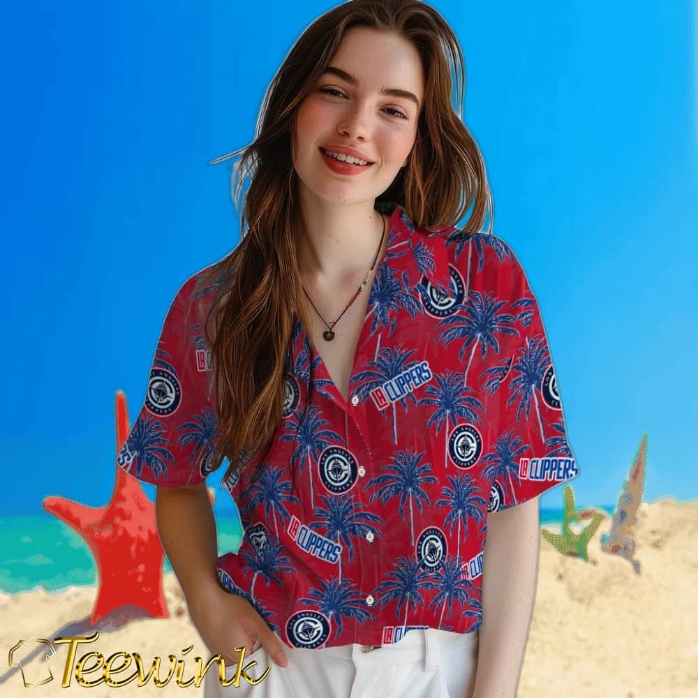 Palm Tree Motif Los Angeles Clippers Hawaiian Shirt image 4 Palm Tree Motif Los Angeles Clippers Hawaiian Shirt image 4