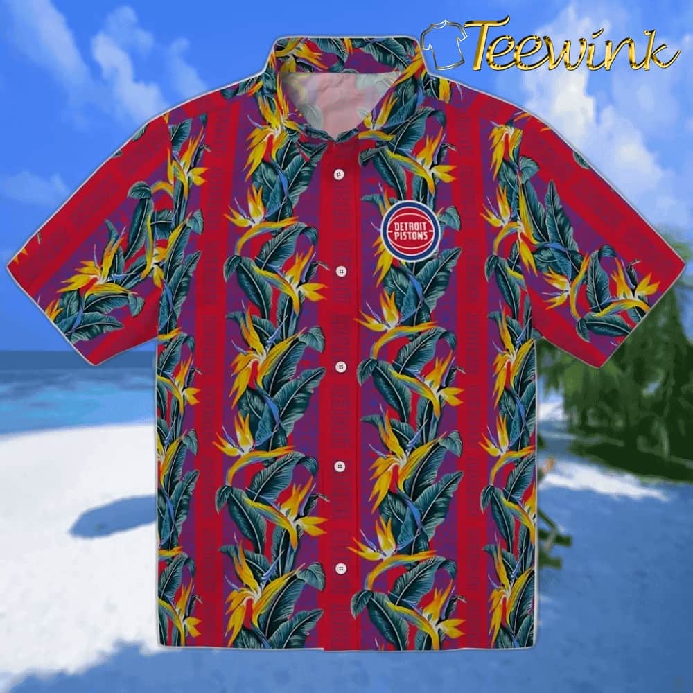 Paradise Vines Detroit Pistons Hawaiian Shirt