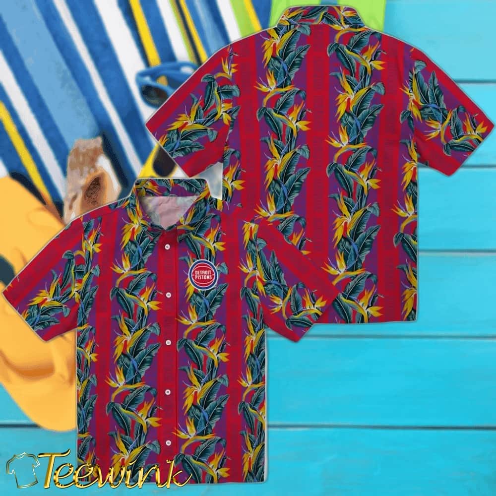 Paradise Vines Detroit Pistons Hawaiian Shirt image 3 Paradise Vines Detroit Pistons Hawaiian Shirt image 3