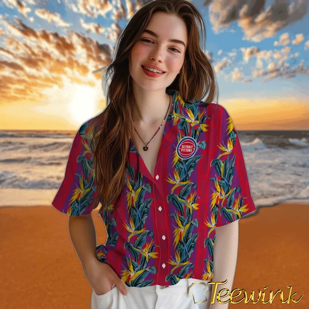 Paradise Vines Detroit Pistons Hawaiian Shirt image 4 Paradise Vines Detroit Pistons Hawaiian Shirt image 4