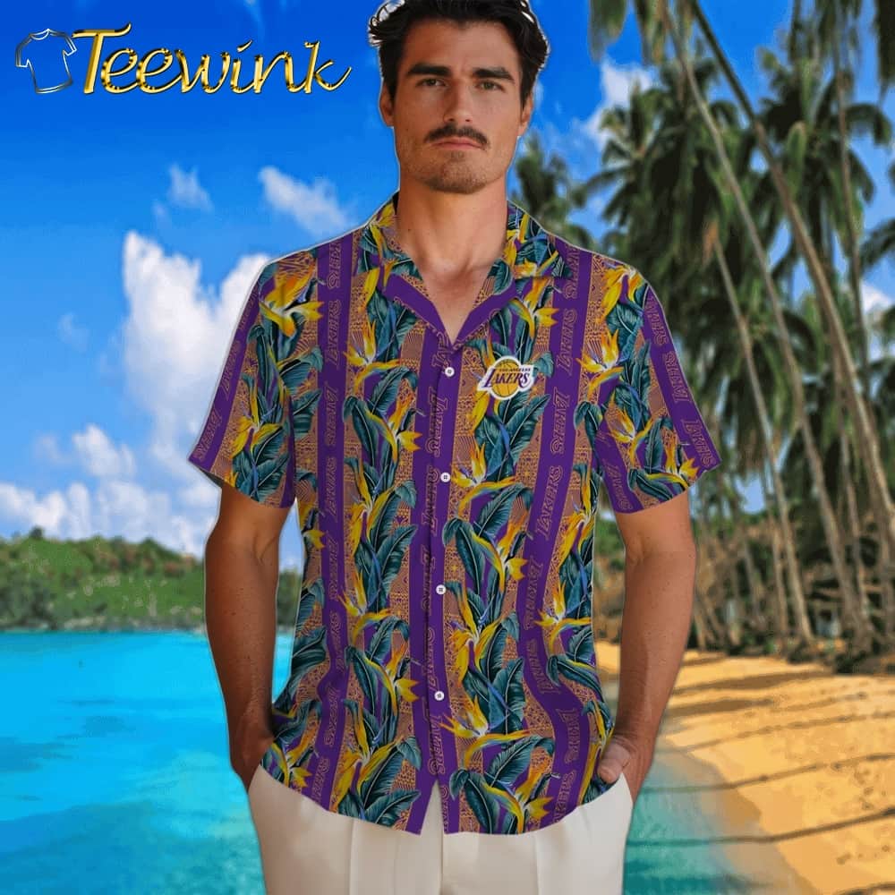Paradise Vines Los Angeles Lakers Hawaiian Shirt image 2 Paradise Vines Los Angeles Lakers Hawaiian Shirt image 2