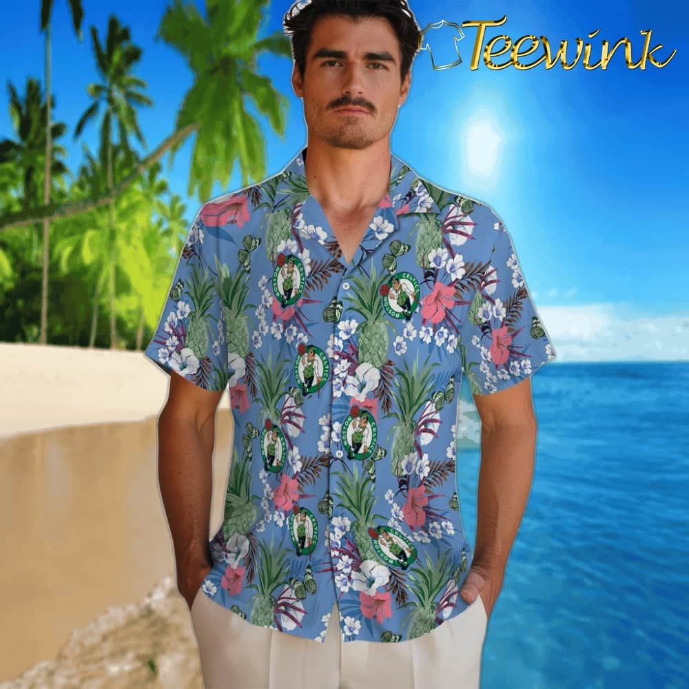 Pineapple Bouquet Boston Celtics Hawaiian Shirt image 2 Pineapple Bouquet Boston Celtics Hawaiian Shirt image 2