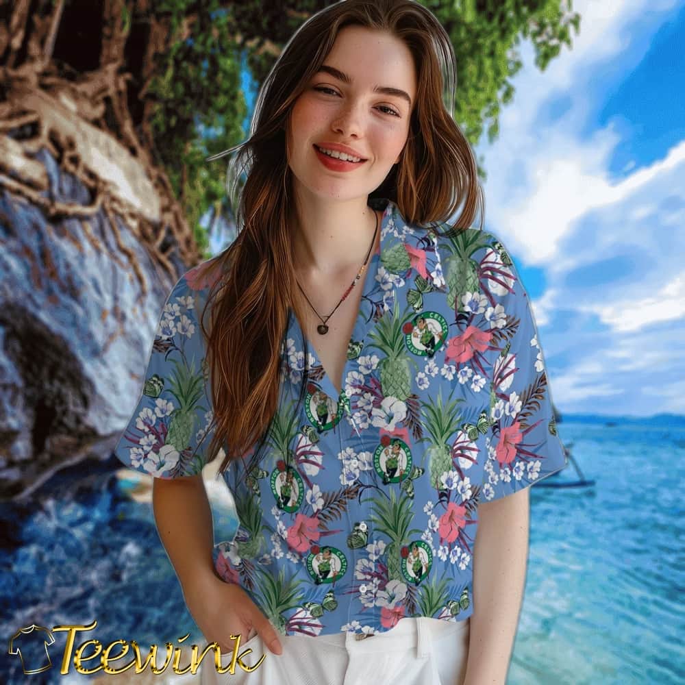 Pineapple Bouquet Boston Celtics Hawaiian Shirt image 4 Pineapple Bouquet Boston Celtics Hawaiian Shirt image 4