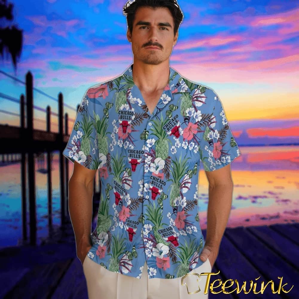 Pineapple Bouquet Chicago Bulls Hawaiian Shirt image 2 Pineapple Bouquet Chicago Bulls Hawaiian Shirt image 2