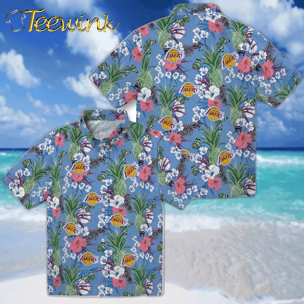 Pineapple Bouquet Los Angeles Lakers Hawaiian Shirt image 3 Pineapple Bouquet Los Angeles Lakers Hawaiian Shirt image 3
