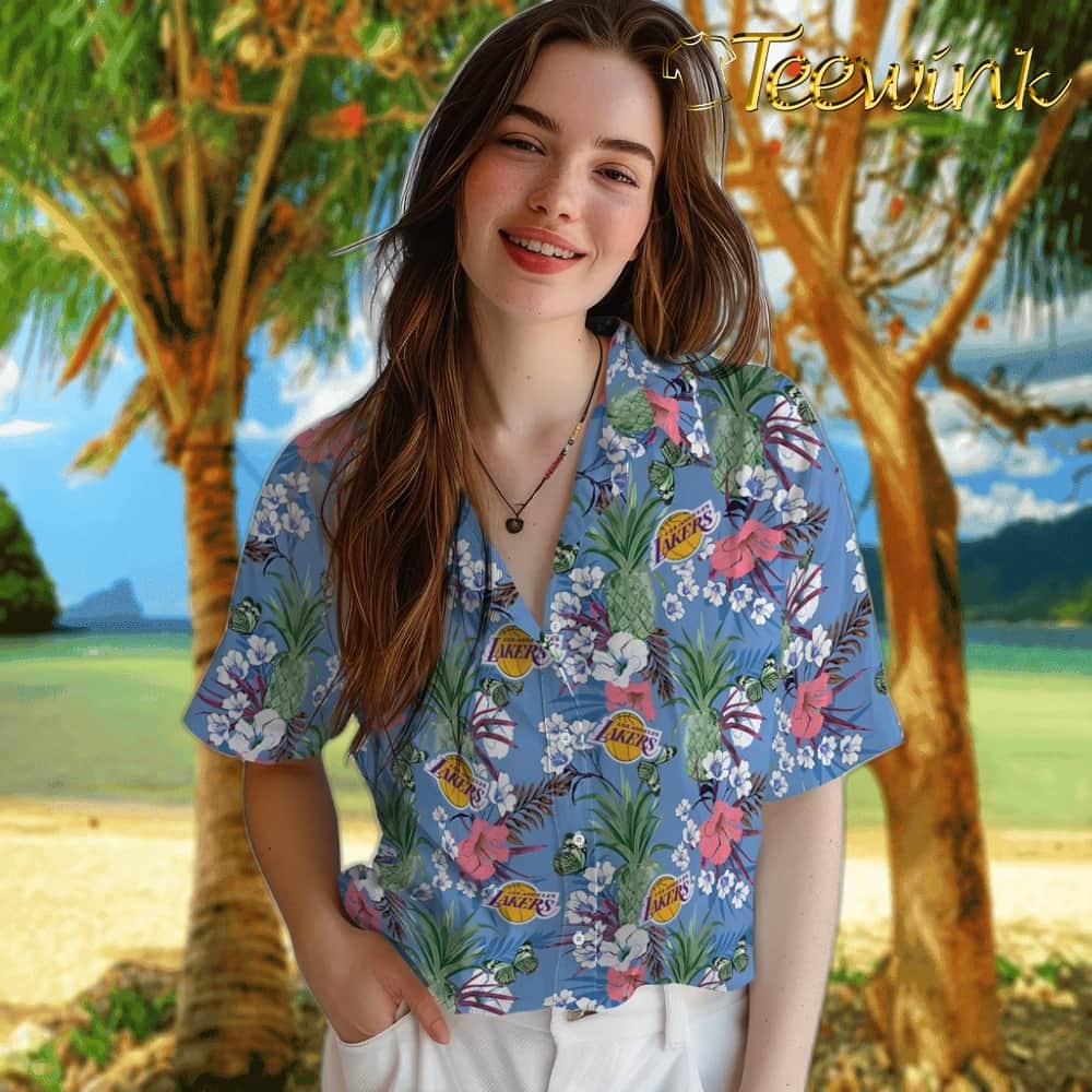 Pineapple Bouquet Los Angeles Lakers Hawaiian Shirt image 4 Pineapple Bouquet Los Angeles Lakers Hawaiian Shirt image 4