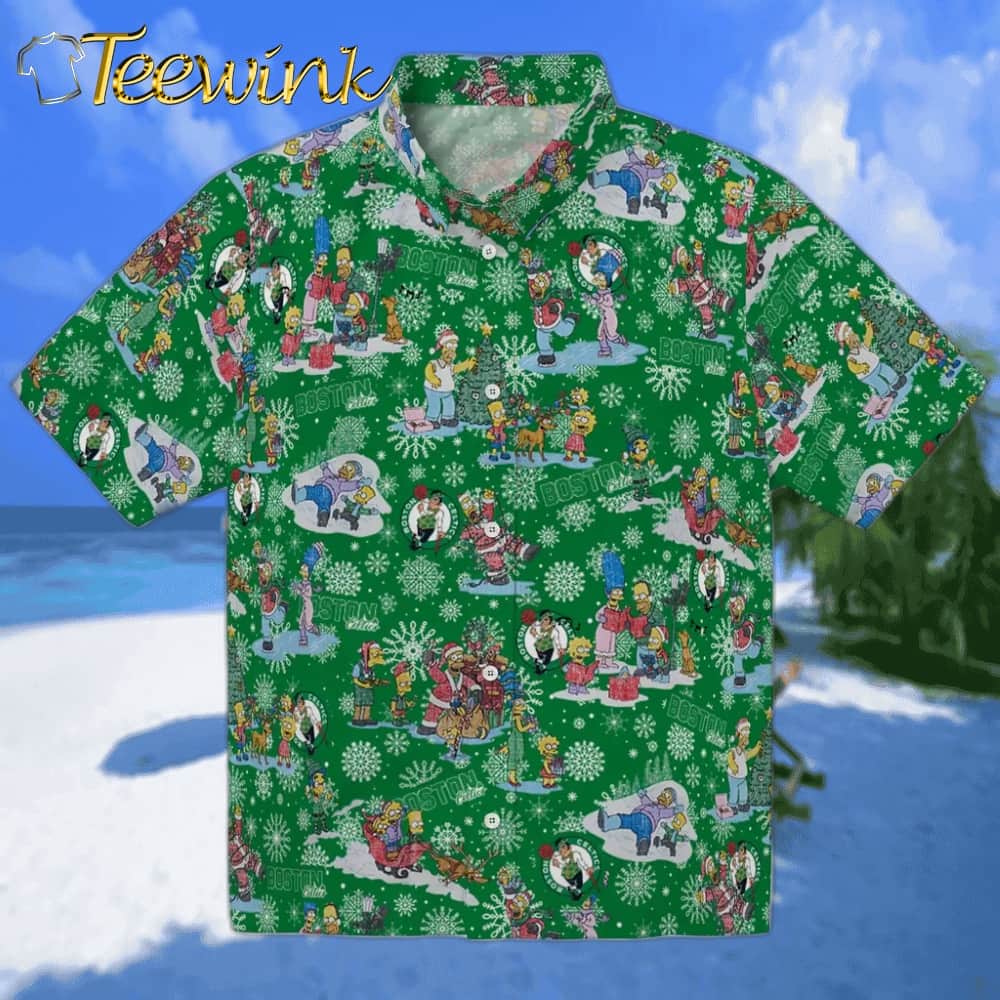 Simpsons Christmas Boston Celtics Hawaiian Shirt