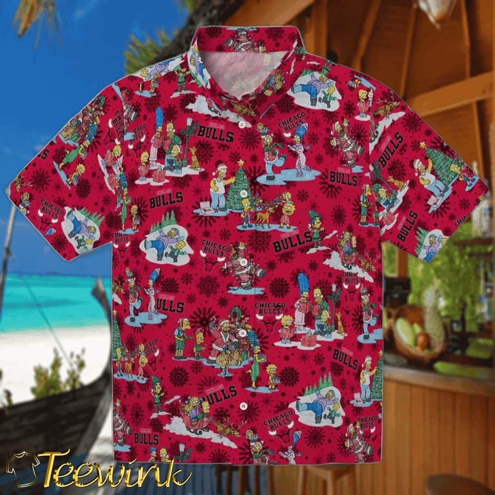 Simpsons Christmas Chicago Bulls Hawaiian Shirt