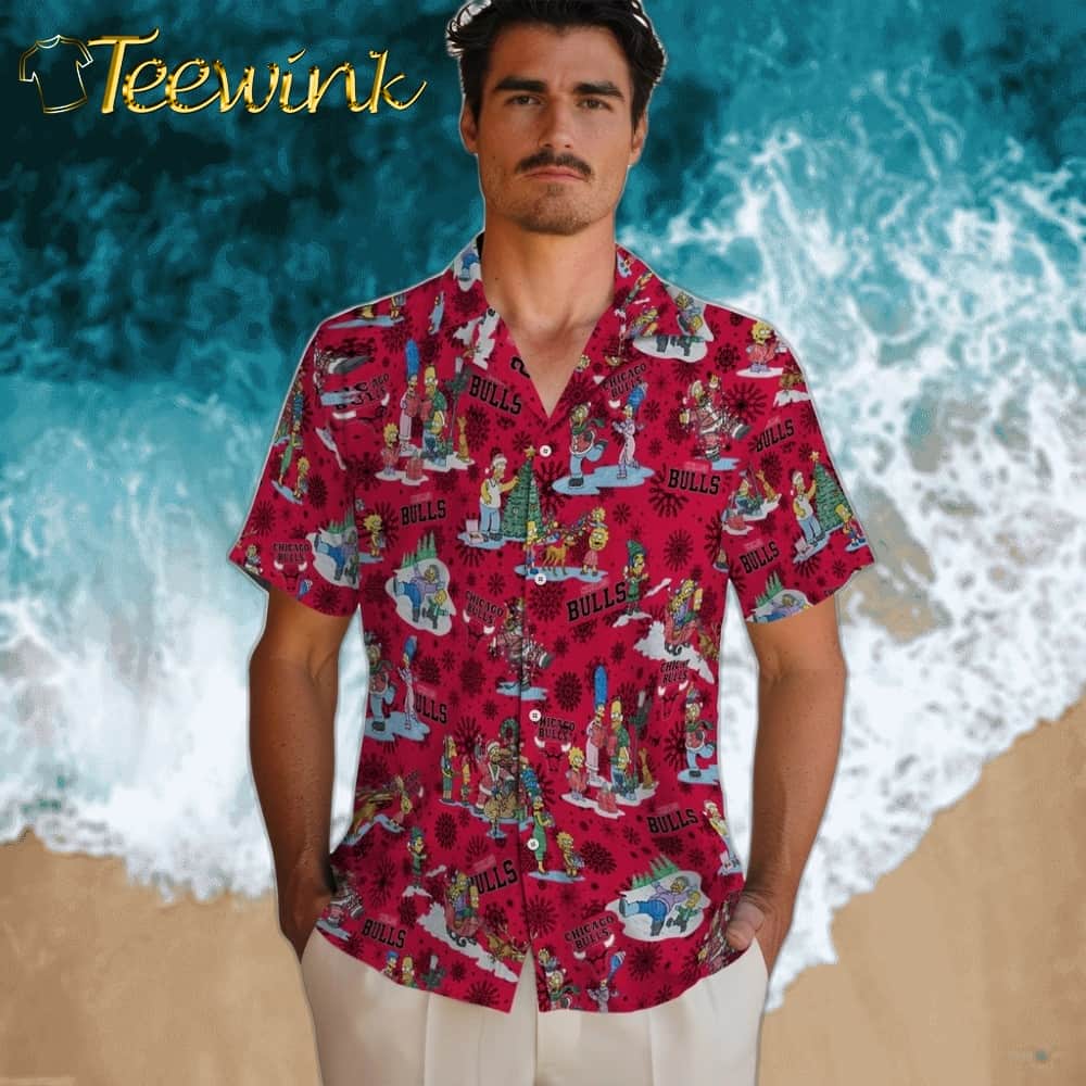 Simpsons Christmas Chicago Bulls Hawaiian Shirt image 2 Simpsons Christmas Chicago Bulls Hawaiian Shirt image 2