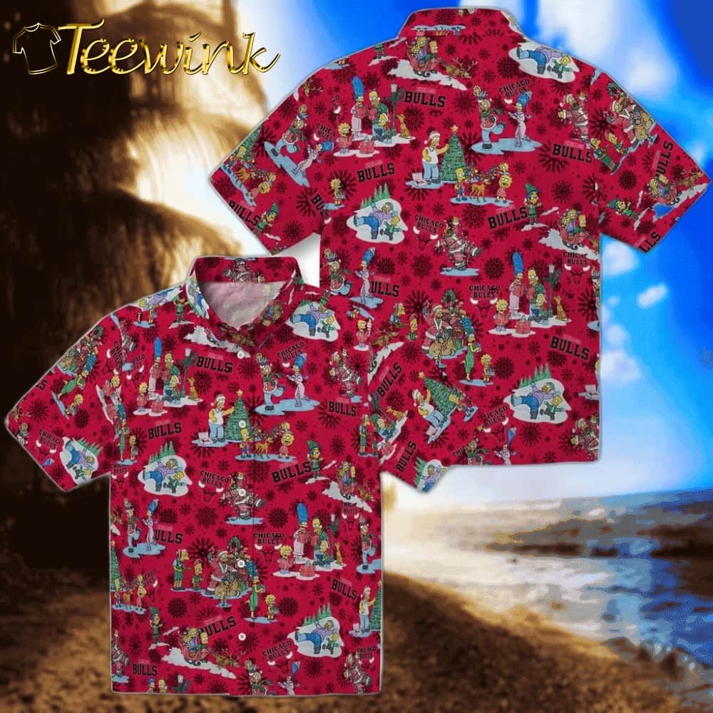 Simpsons Christmas Chicago Bulls Hawaiian Shirt image 3 Simpsons Christmas Chicago Bulls Hawaiian Shirt image 3