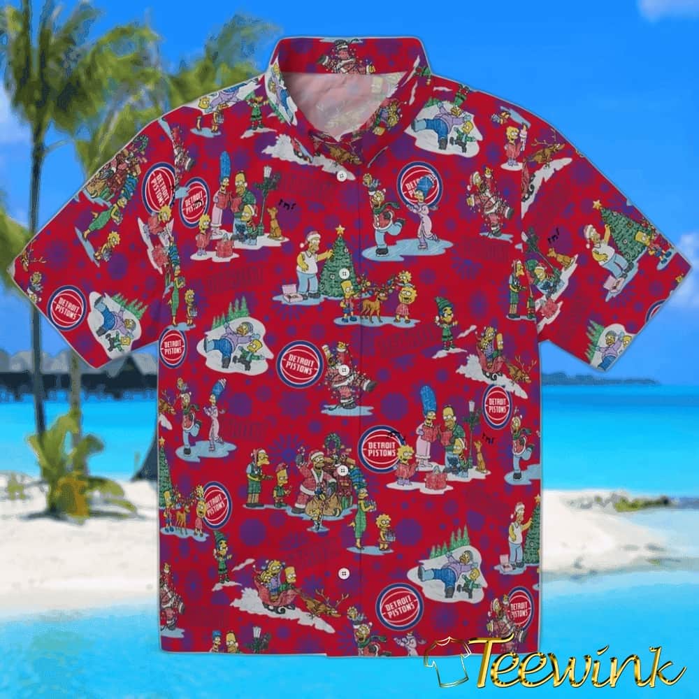 Simpsons Christmas Detroit Pistons Hawaiian Shirt