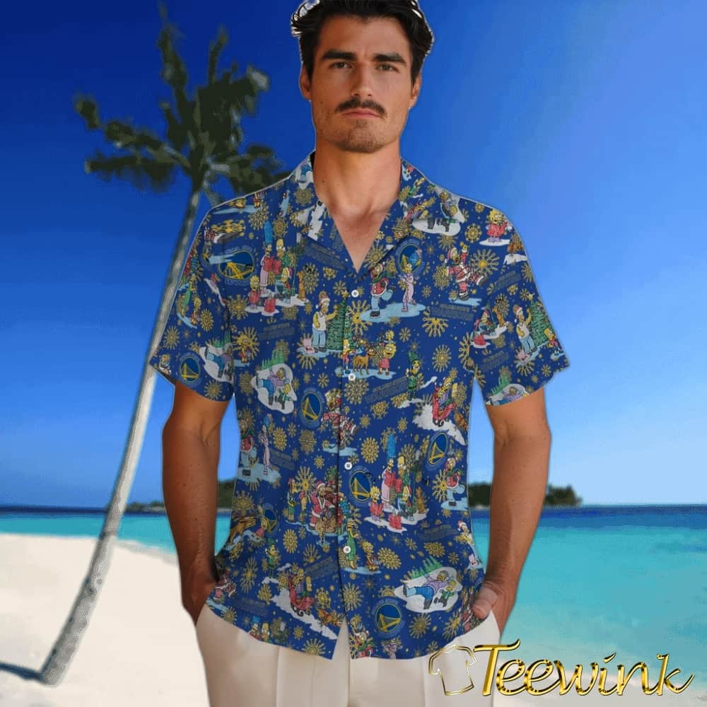Simpsons Christmas Golden State Warriors Hawaiian Shirt image 2 Simpsons Christmas Golden State Warriors Hawaiian Shirt image 2