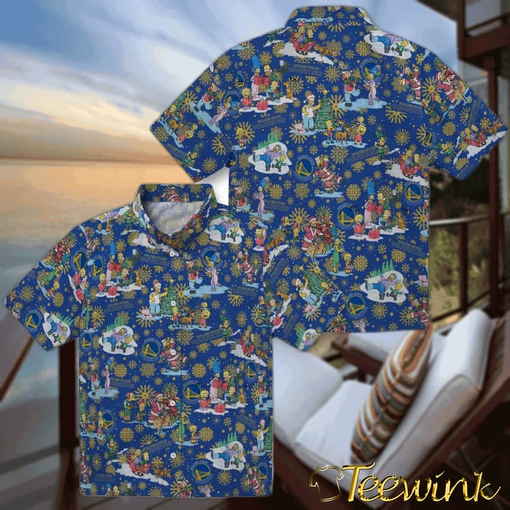 Simpsons Christmas Golden State Warriors Hawaiian Shirt image 3 Simpsons Christmas Golden State Warriors Hawaiian Shirt image 3