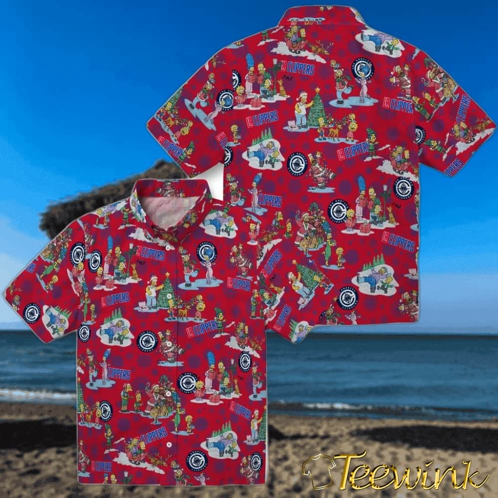 Simpsons Christmas Los Angeles Clippers Hawaiian Shirt image 3 Simpsons Christmas Los Angeles Clippers Hawaiian Shirt image 3