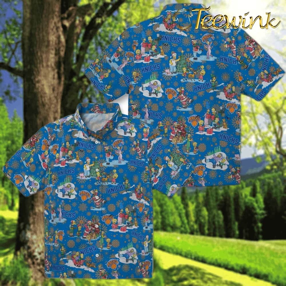 Simpsons Christmas New York Knicks Hawaiian Shirt image 3 Simpsons Christmas New York Knicks Hawaiian Shirt image 3