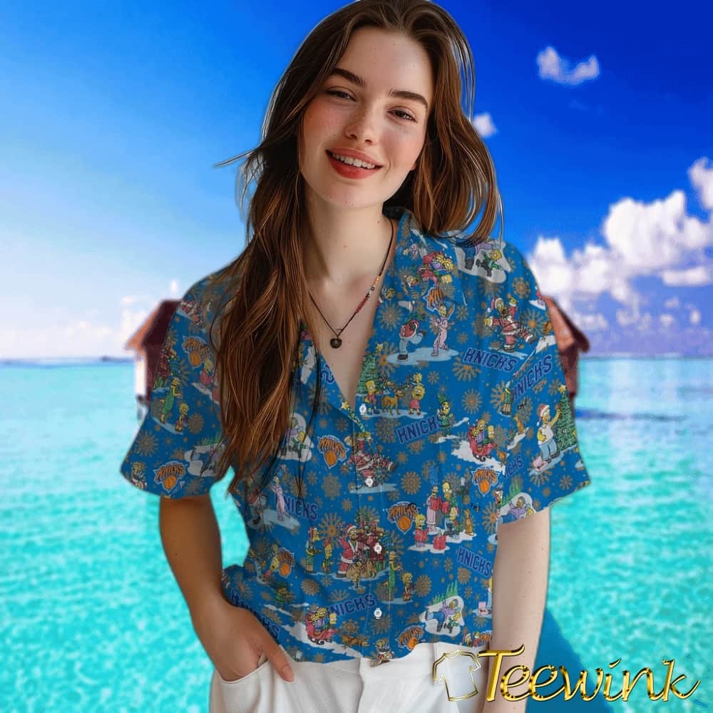 Simpsons Christmas New York Knicks Hawaiian Shirt image 4 Simpsons Christmas New York Knicks Hawaiian Shirt image 4