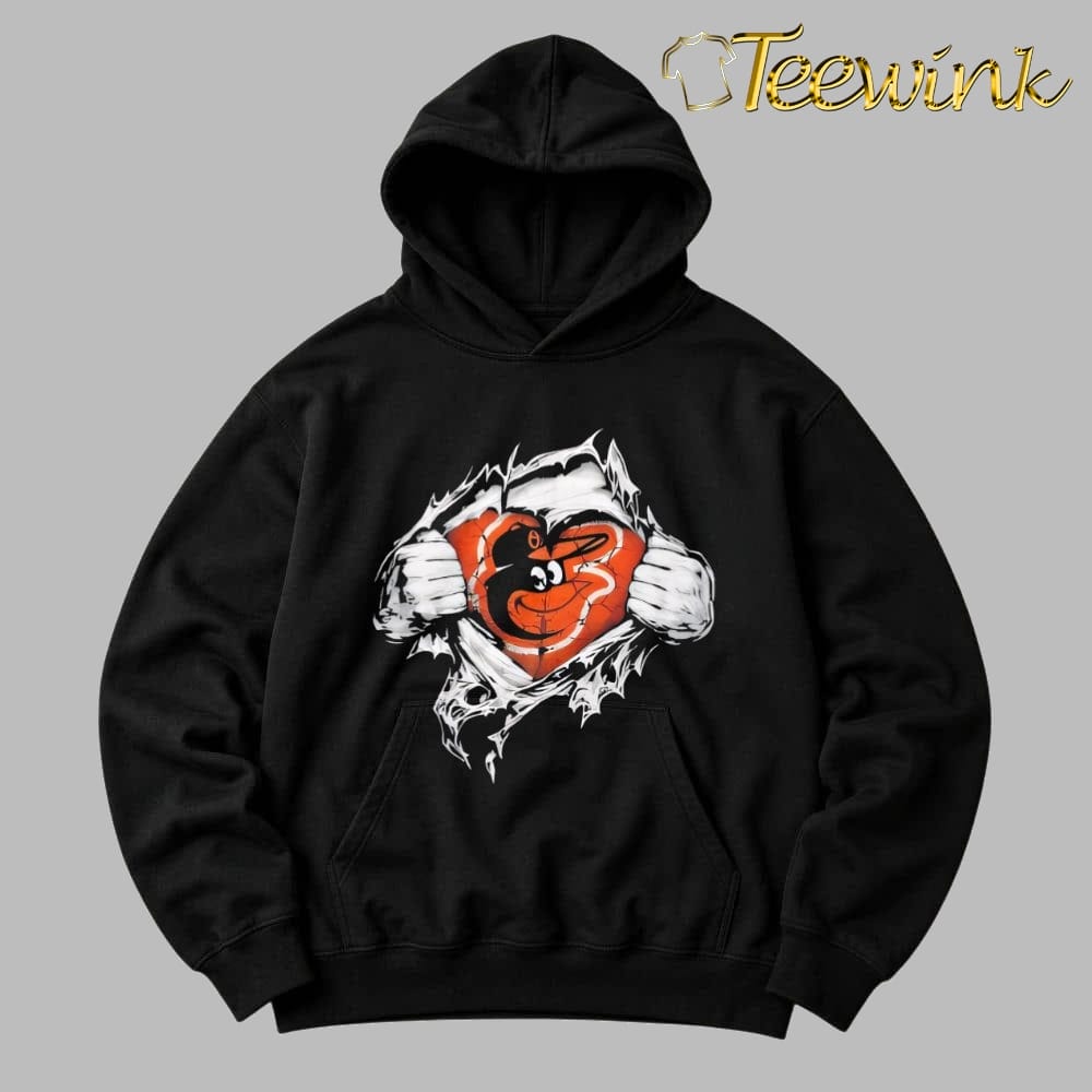 Super Man x Baltimore Orioles Inside Fans Heart shirt image 2 Super Man x Baltimore Orioles Inside Fans Heart shirt image 2