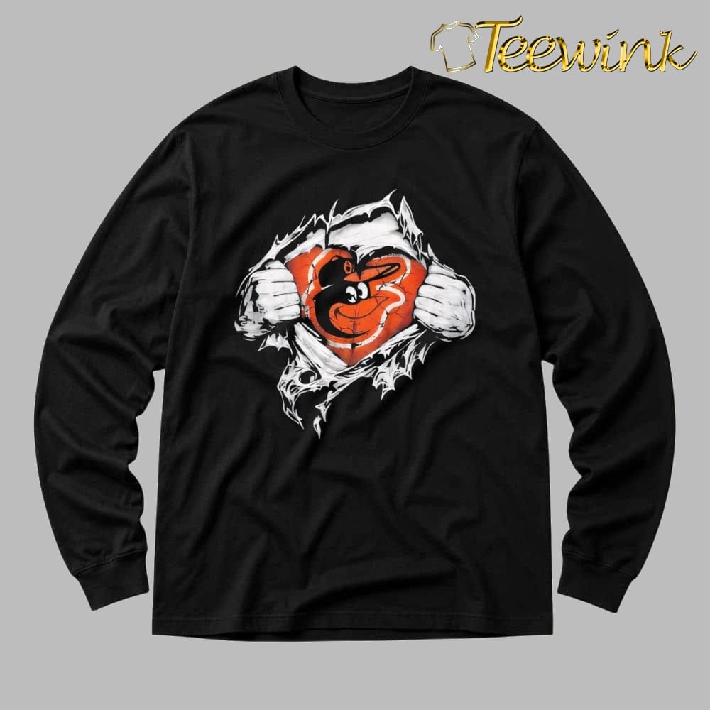 Super Man x Baltimore Orioles Inside Fans Heart shirt image 3 Super Man x Baltimore Orioles Inside Fans Heart shirt image 3