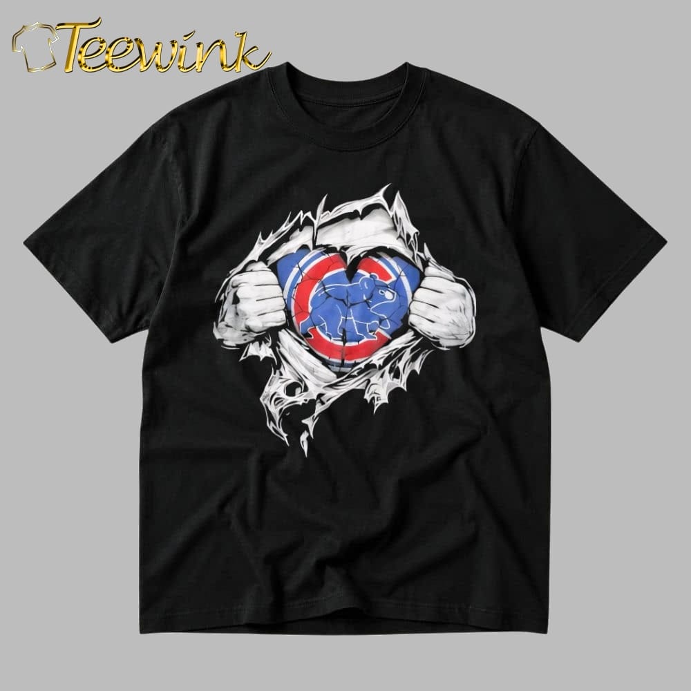 Super Man x Chicago Cubs Inside Fans Heart shirt