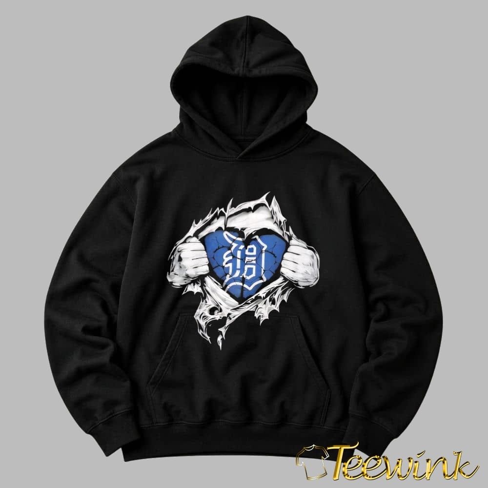 Super Man x Detroit Tigers Inside Fans Heart shirt image 2 Super Man x Detroit Tigers Inside Fans Heart shirt image 2