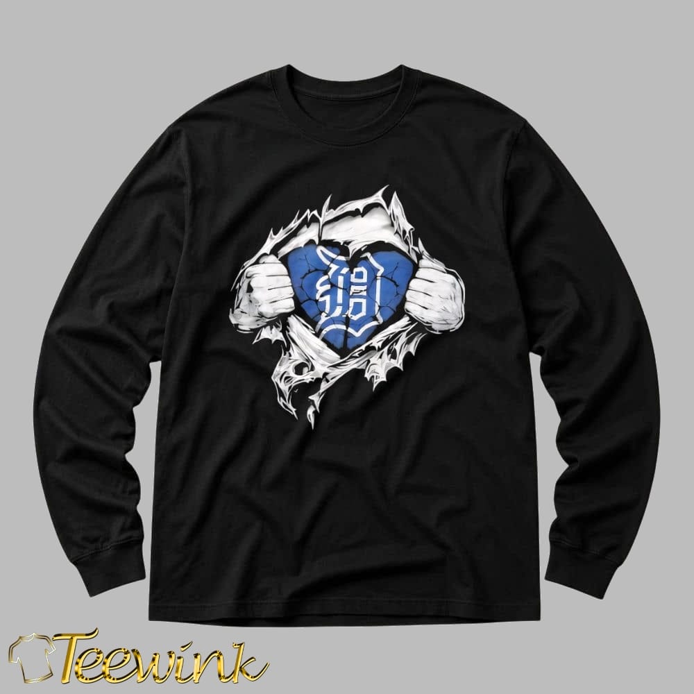 Super Man x Detroit Tigers Inside Fans Heart shirt image 3 Super Man x Detroit Tigers Inside Fans Heart shirt image 3