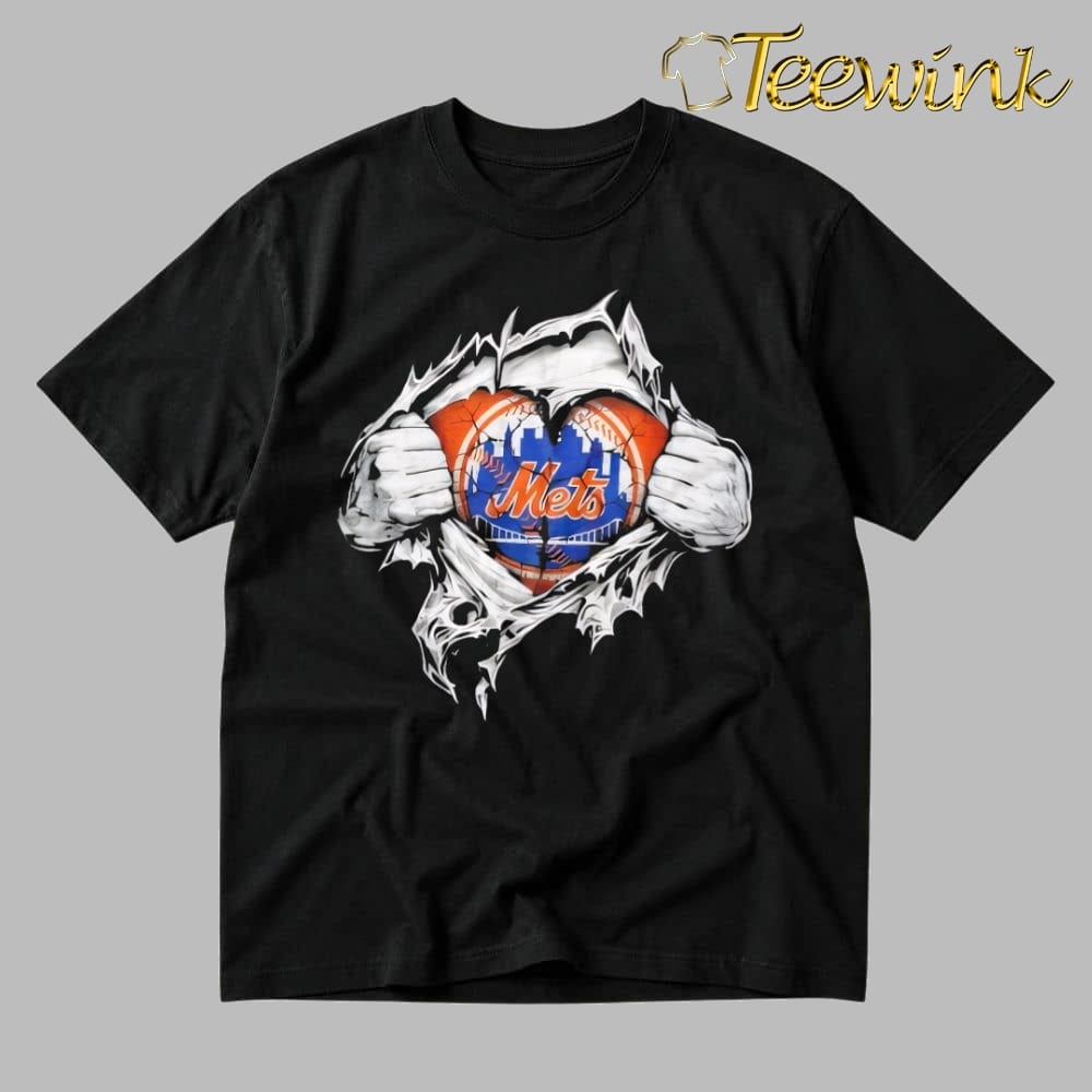Super Man x New York Mets Inside Fans Heart shirt