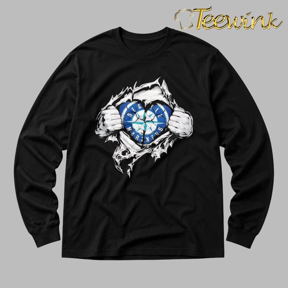 Super Man x Seattle Mariners Inside Fans Heart shirt image 3 Super Man x Seattle Mariners Inside Fans Heart shirt image 3