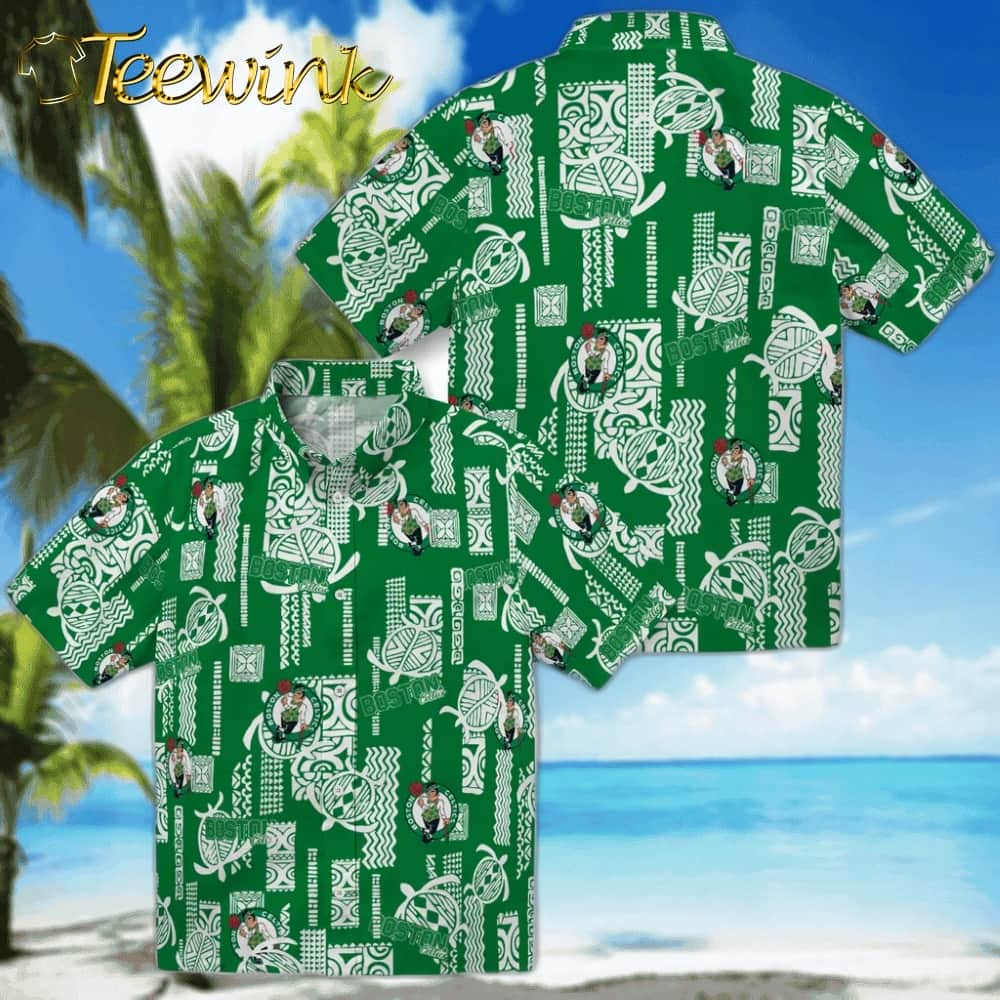 Turtle Lines Boston Celtics Hawaiian Shirt image 3 Turtle Lines Boston Celtics Hawaiian Shirt image 3