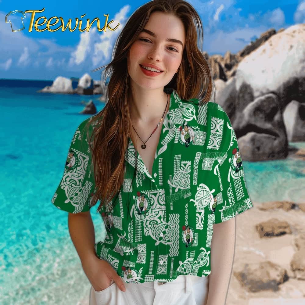 Turtle Lines Boston Celtics Hawaiian Shirt image 4 Turtle Lines Boston Celtics Hawaiian Shirt image 4