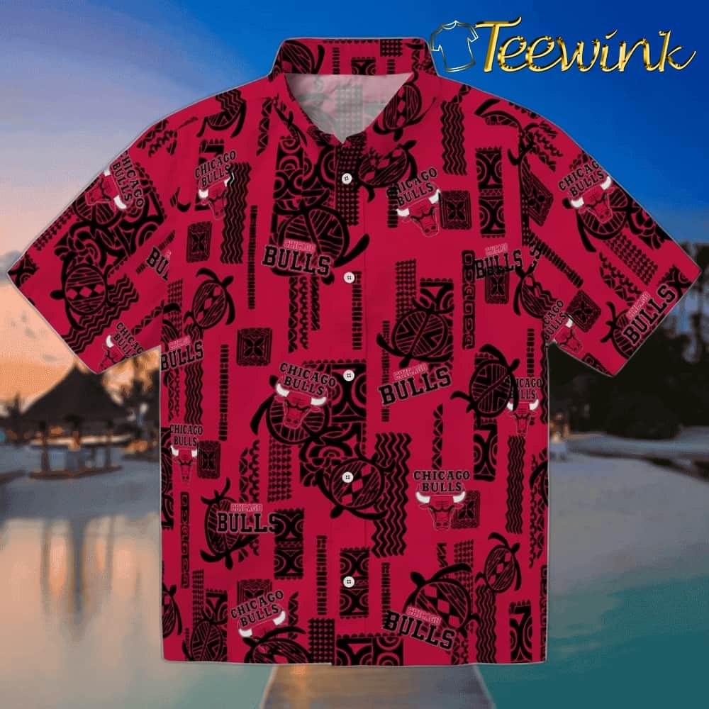 Turtle Lines Chicago Bulls Hawaiian Shirt