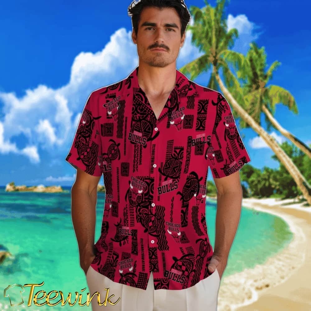 Turtle Lines Chicago Bulls Hawaiian Shirt image 2 Turtle Lines Chicago Bulls Hawaiian Shirt image 2