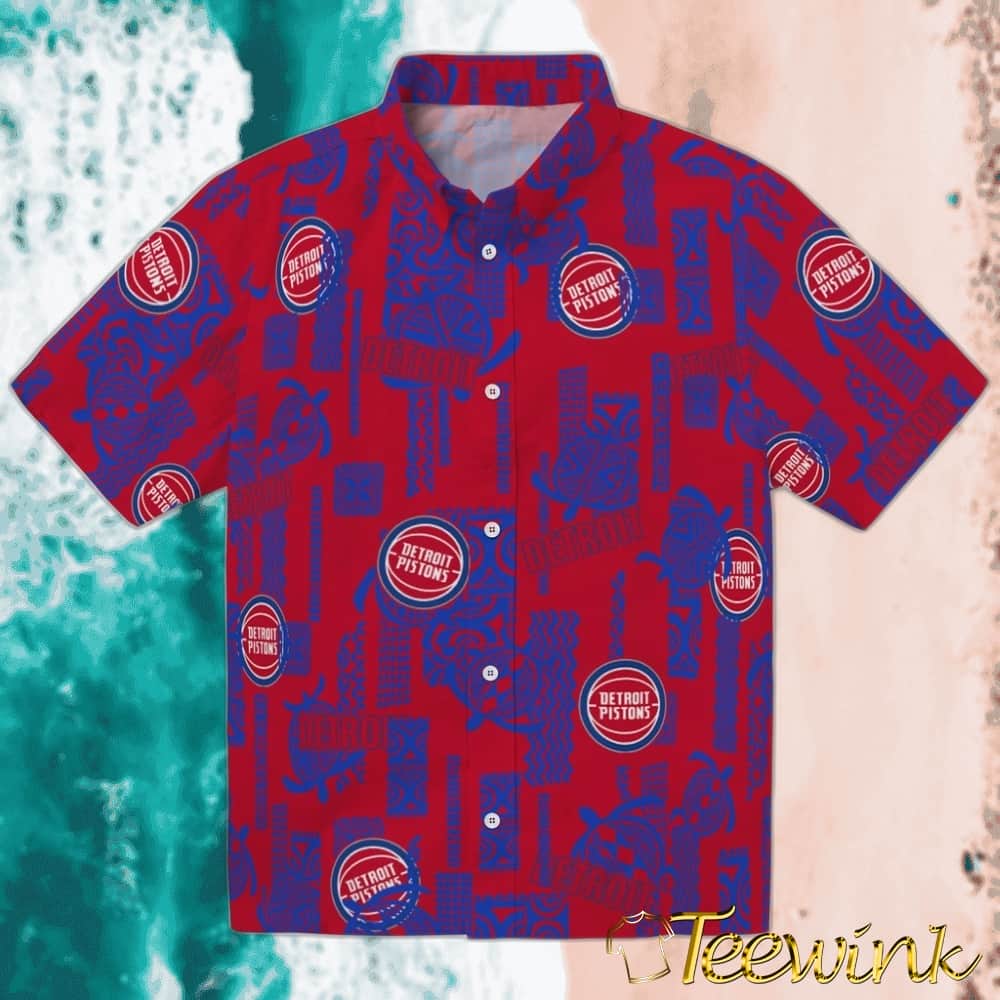 Vintage Palm Tree Detroit Pistons Hawaiian Shirt Vintage Palm Tree Detroit Pistons Hawaiian Shirt