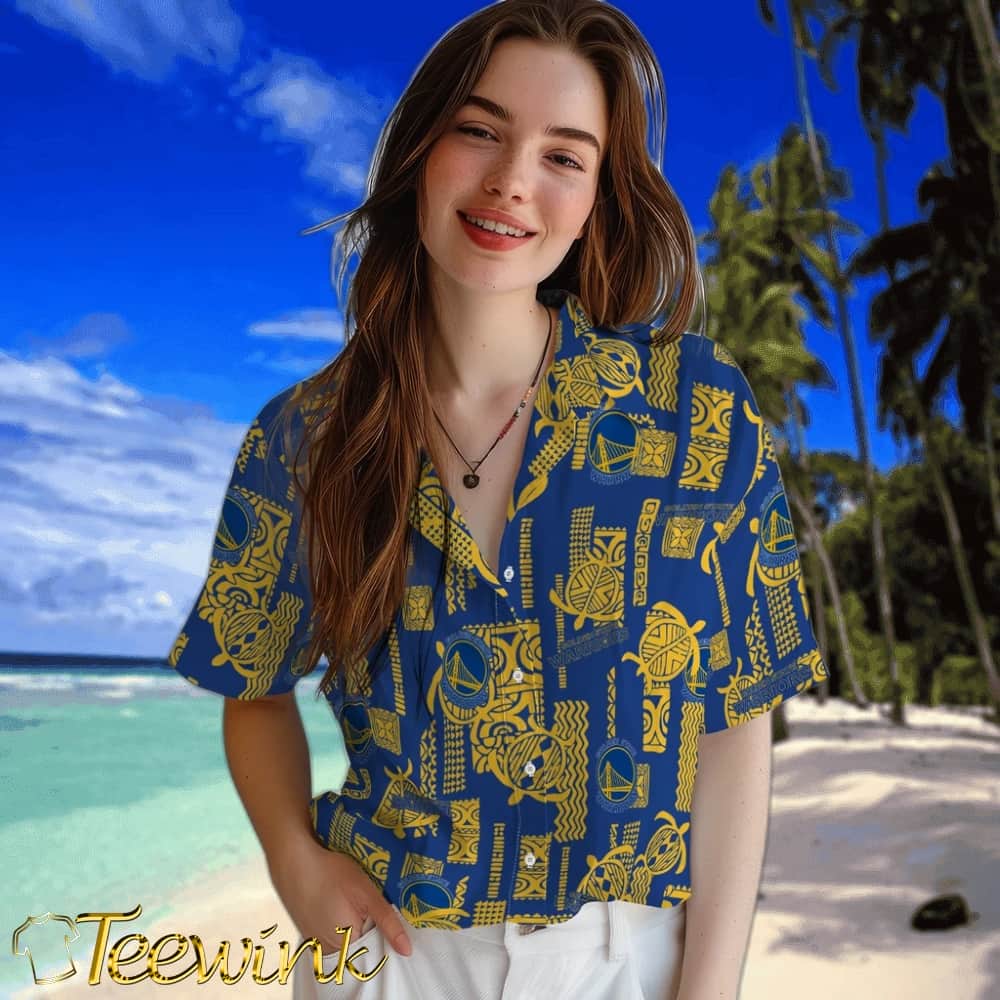 Turtle Lines Golden State Warriors Hawaiian Shirt image 4 Turtle Lines Golden State Warriors Hawaiian Shirt image 4