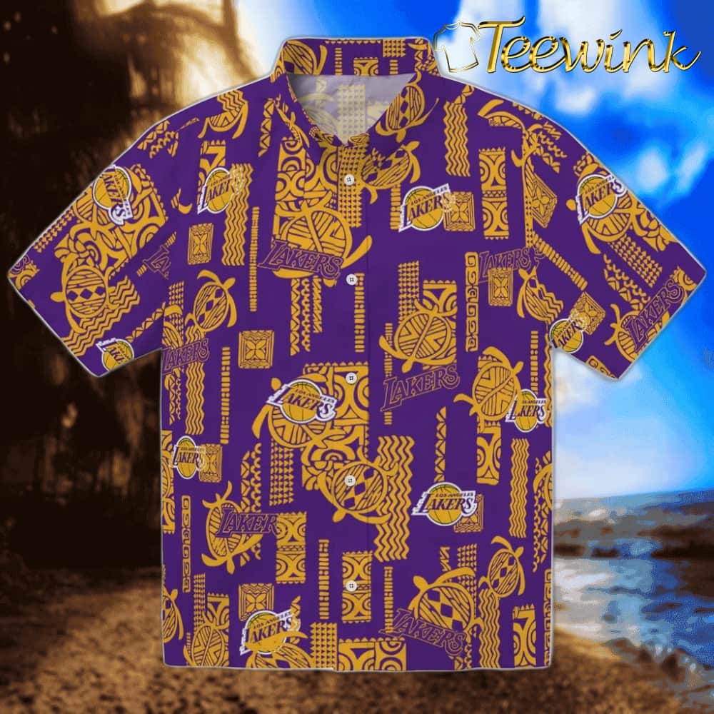 Turtle Lines Los Angeles Lakers Hawaiian Shirt