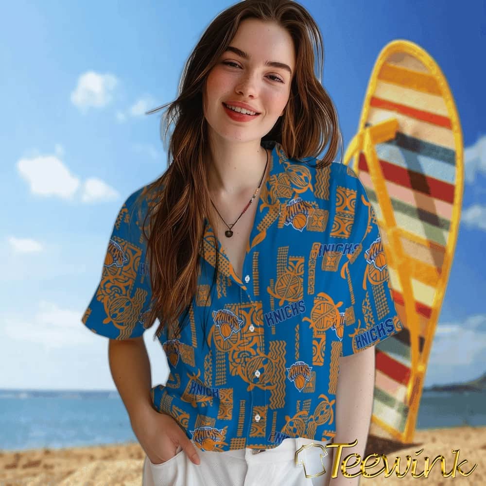 Turtle Lines New York Knicks Hawaiian Shirt image 4 Turtle Lines New York Knicks Hawaiian Shirt image 4