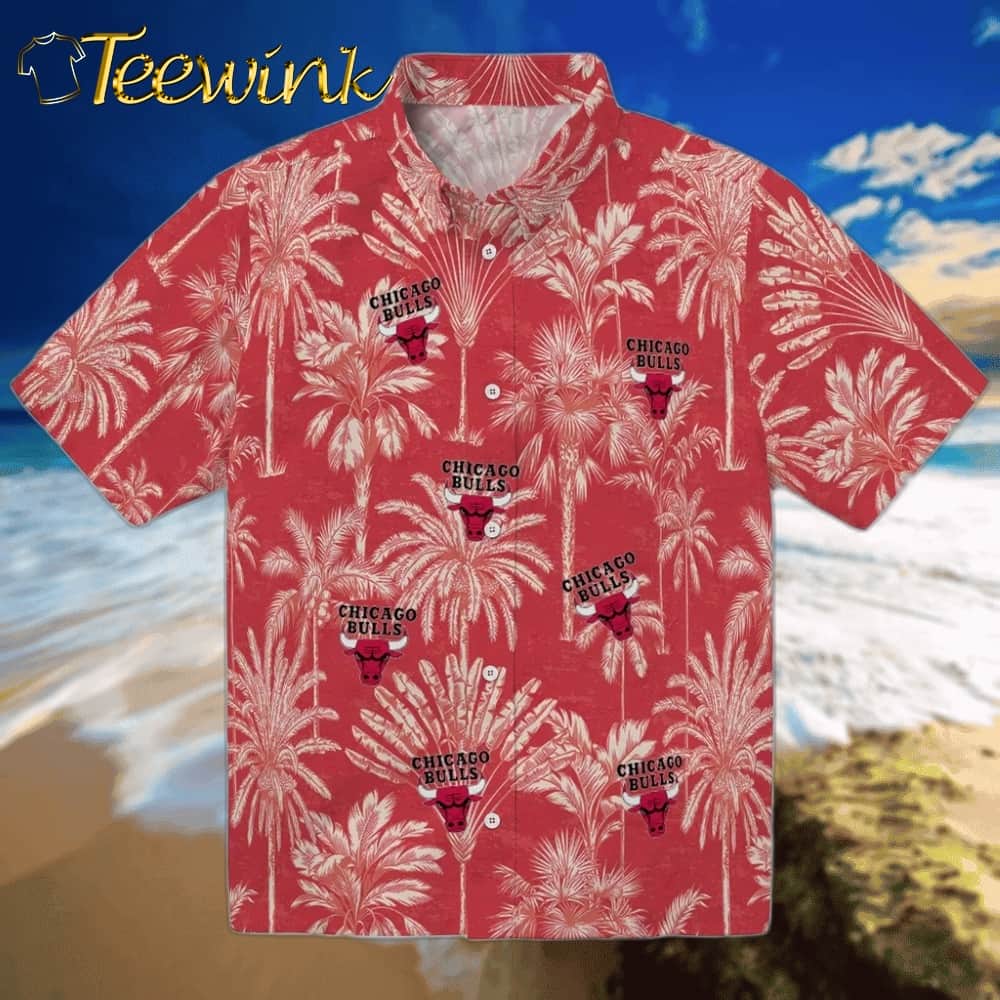Vintage Palm Tree Chicago Bulls Hawaiian Shirt