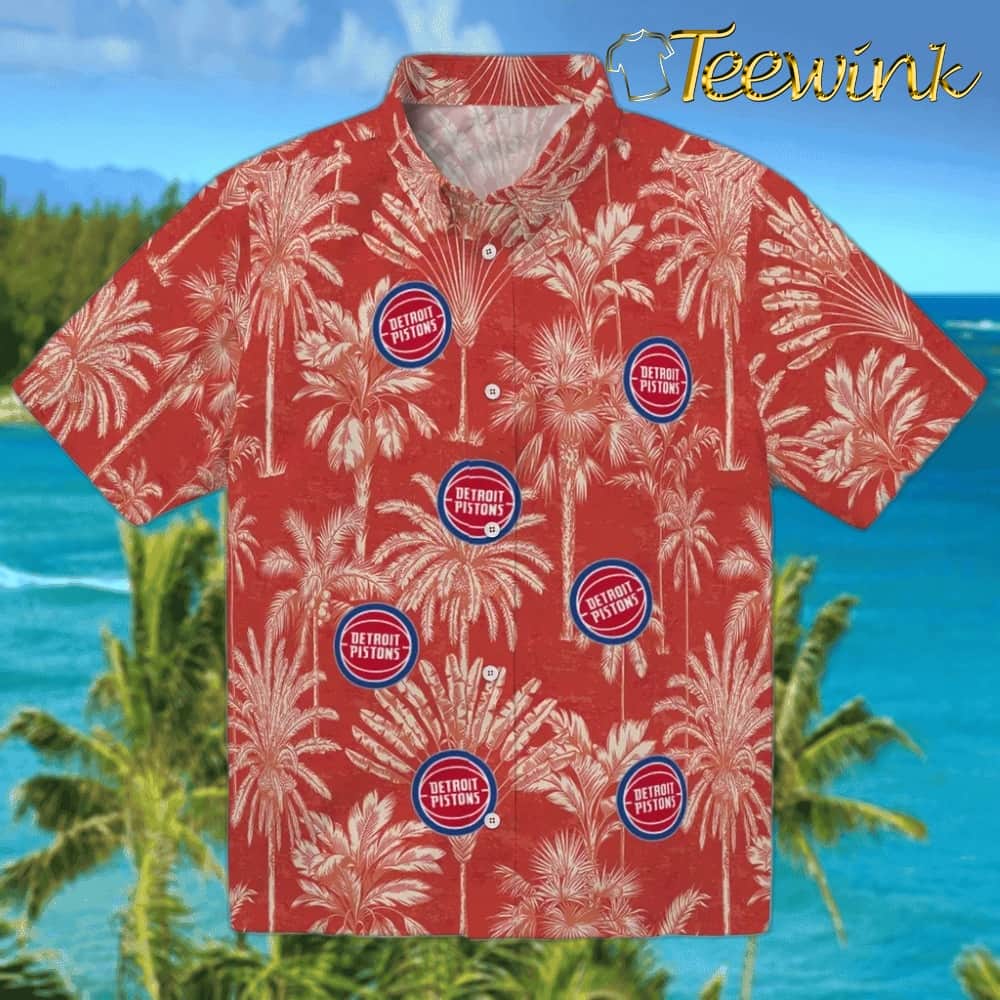 Wave Palm Detroit Pistons Hawaiian Shirt