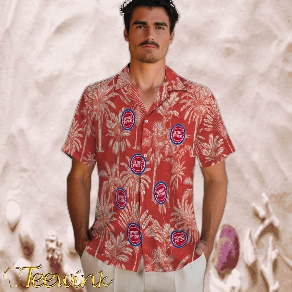 Vintage Palm Tree Detroit Pistons Hawaiian Shirt image 2 Vintage Palm Tree Detroit Pistons Hawaiian Shirt image 2