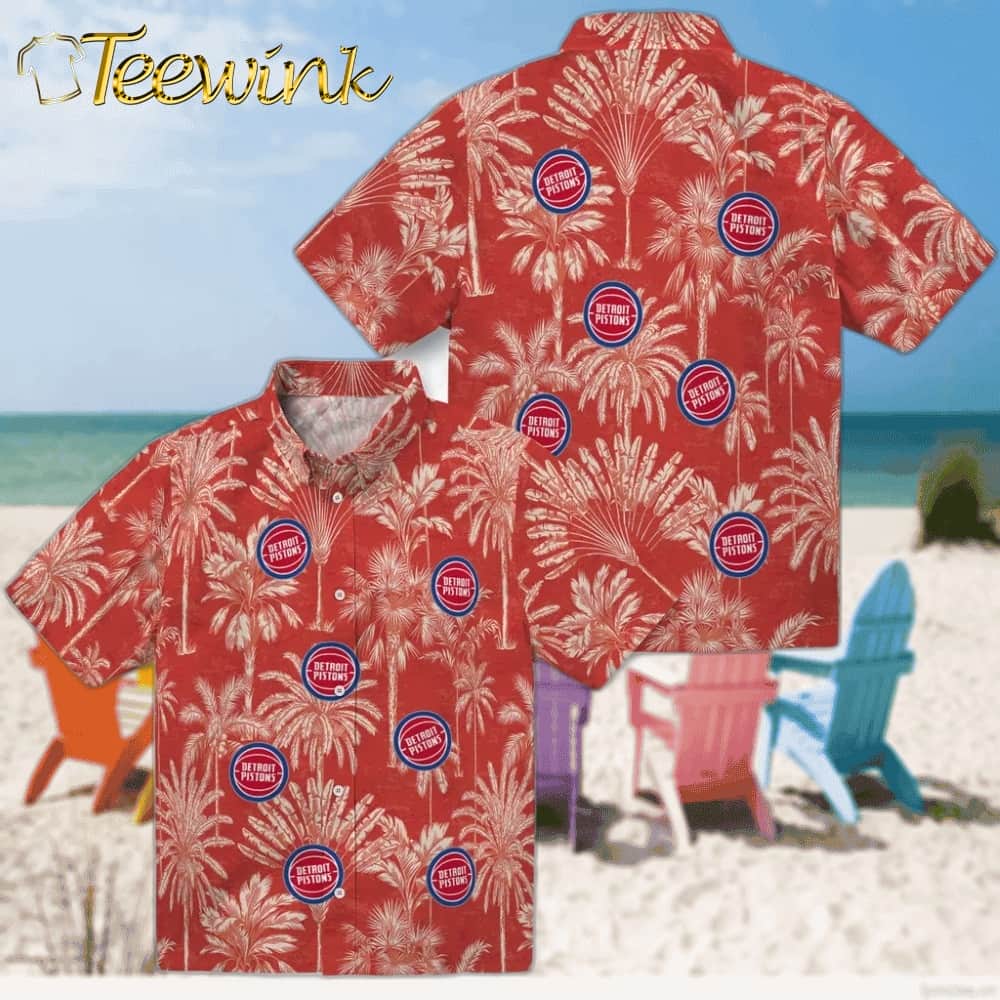 Vintage Palm Tree Detroit Pistons Hawaiian Shirt image 3 Vintage Palm Tree Detroit Pistons Hawaiian Shirt image 3