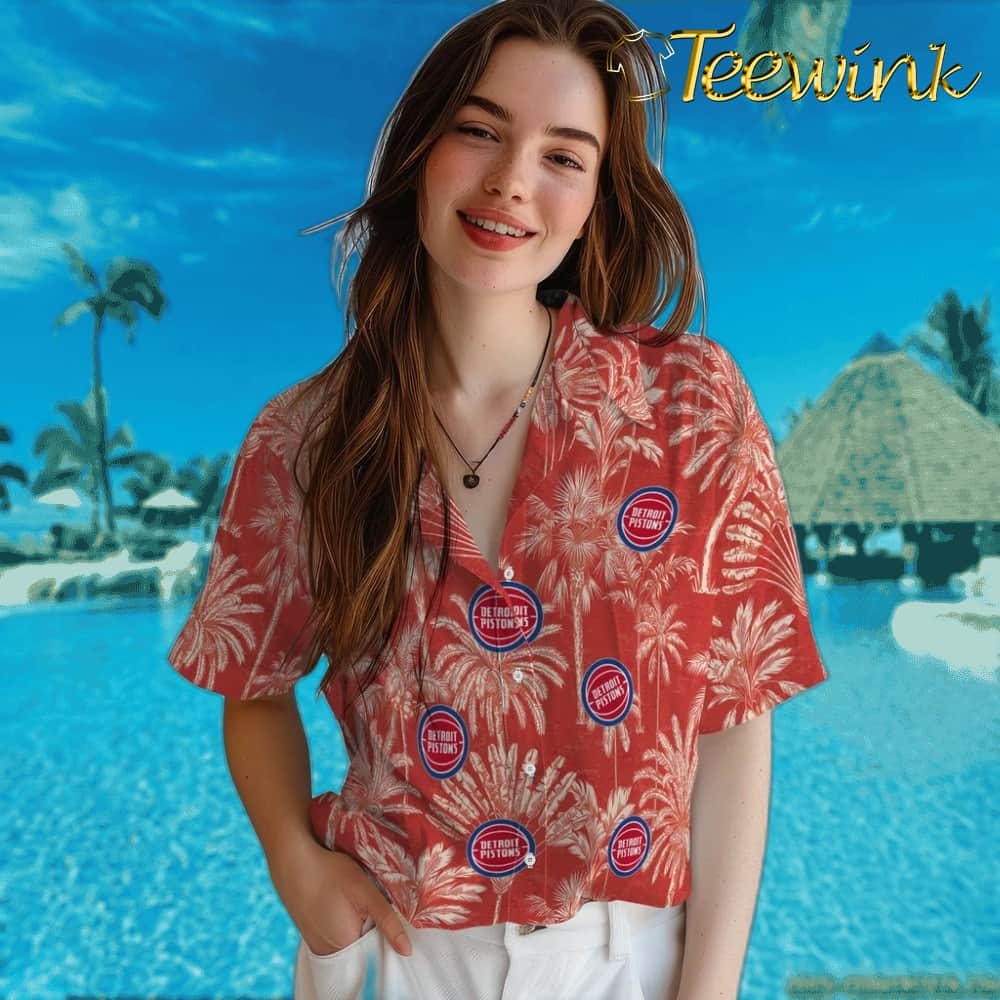 Vintage Palm Tree Detroit Pistons Hawaiian Shirt image 4 Vintage Palm Tree Detroit Pistons Hawaiian Shirt image 4